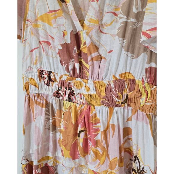 Mlle Gabrielle Dress Tropical Cotton Fit Flare Cotton Tiered Midi Size Large - Picture 4 of 9